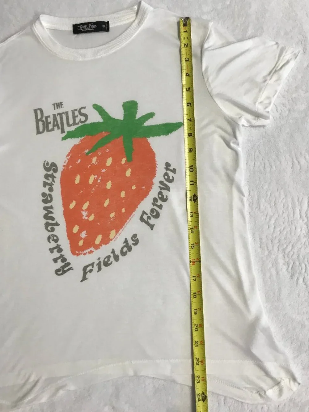 Junk Food The Beatles Strawberry Fields Tee XS Vintage White NWOT